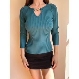 Turquoise Buckle Detail Sweater